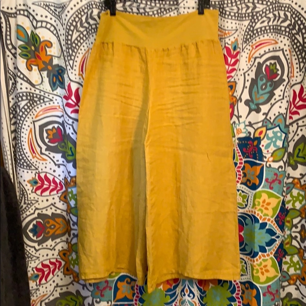 Bryn walker linen pants with yoga style waist band